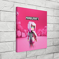Холст квадратный Minecraft персонаж розовый фон, цвет: 3D-принт — фото 2