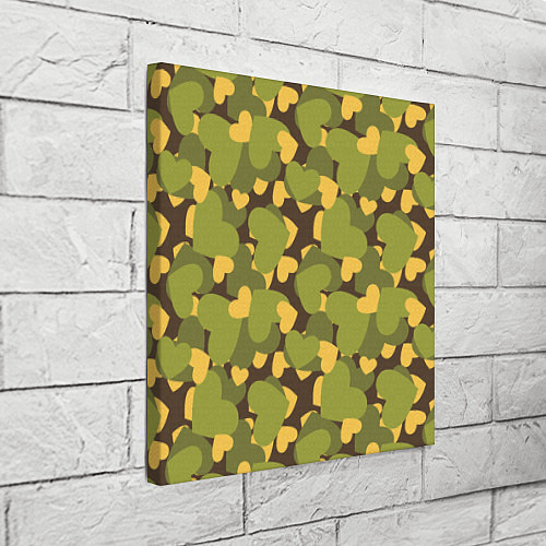 Картина квадратная Сердечки - камуфляж / 3D-принт – фото 3