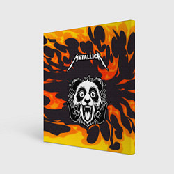Холст квадратный Metallica рок панда и огонь, цвет: 3D-принт