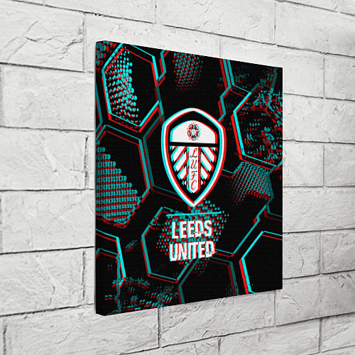 Картина квадратная Leeds United FC в стиле glitch на темном фоне / 3D-принт – фото 3