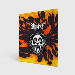 Холст квадратный Slipknot рок панда и огонь, цвет: 3D-принт
