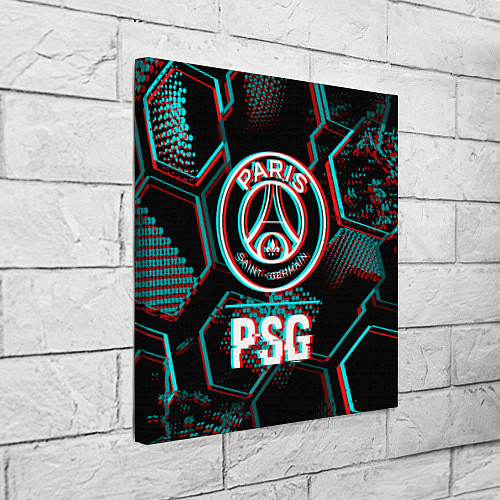 Картина квадратная PSG FC в стиле glitch на темном фоне / 3D-принт – фото 3