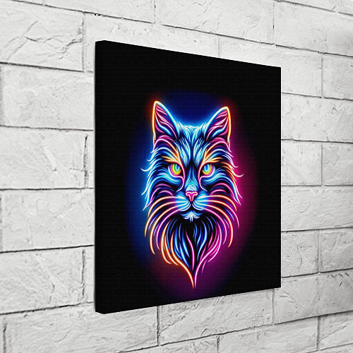 Картина квадратная Суровый неоновый кот / 3D-принт – фото 3
