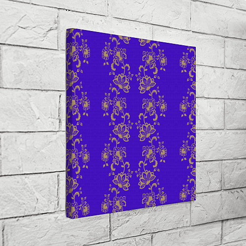 Картина квадратная Контурные цветы на фиолетовом фоне / 3D-принт – фото 3