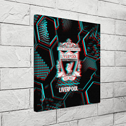Холст квадратный Liverpool FC в стиле glitch на темном фоне, цвет: 3D-принт — фото 2
