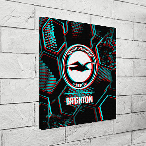 Картина квадратная Brighton FC в стиле glitch на темном фоне / 3D-принт – фото 3