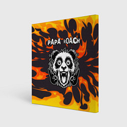 Холст квадратный Papa Roach рок панда и огонь, цвет: 3D-принт