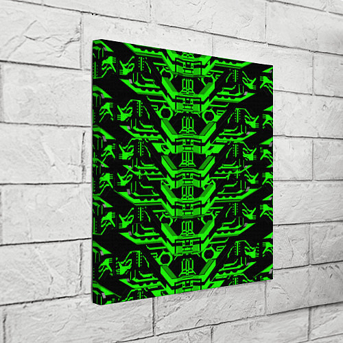 Картина квадратная Зелёная техно-броня на чёрном фоне / 3D-принт – фото 3