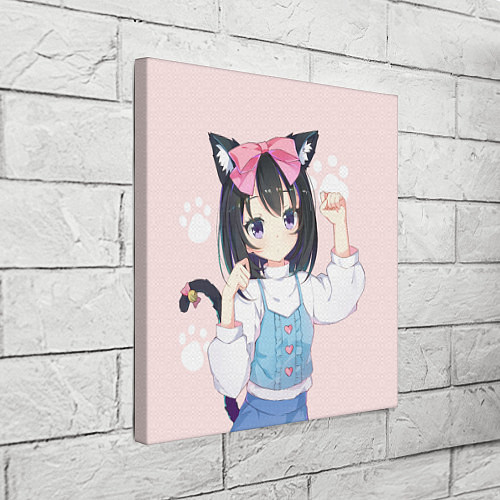 Картина квадратная Аниме девочка кошка с ушками / 3D-принт – фото 3
