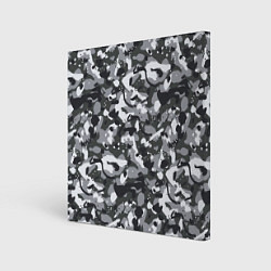 Холст квадратный Серый пиксельный камуфляж, цвет: 3D-принт