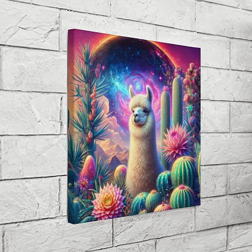 Картина квадратная Альпака в кактусах и портал / 3D-принт – фото 3