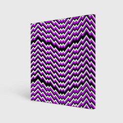 Холст квадратный Фиолетовые и белые ломаные линии, цвет: 3D-принт