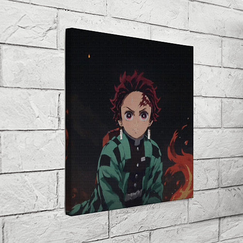 Картина квадратная Тандзиро Камадо в окружении пламени / 3D-принт – фото 3
