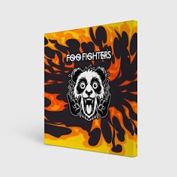 Холст квадратный Foo Fighters рок панда и огонь, цвет: 3D-принт