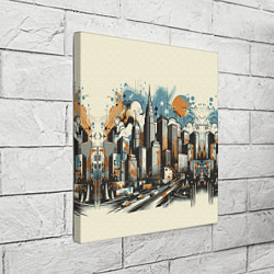 Холст квадратный Рисунок города с небоскребами, цвет: 3D-принт — фото 2