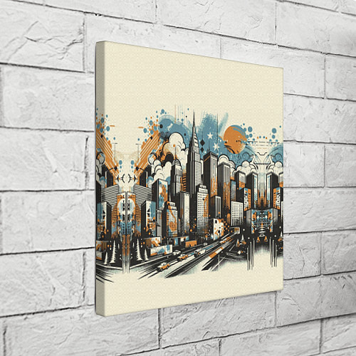 Картина квадратная Рисунок города с небоскребами / 3D-принт – фото 3