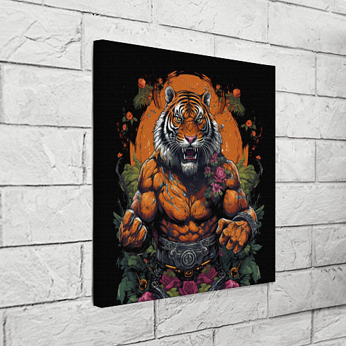 Картина квадратная Муай-Тай тигр в стойке боевые искусства / 3D-принт – фото 3