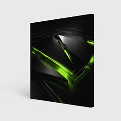 Холст квадратный Зеленая абстрактная конструкция в стиле nvidia, цвет: 3D-принт