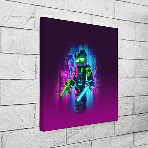 Картина квадратная Cyberpunk and Minecraft - collaboration ai art / 3D-принт – фото 3