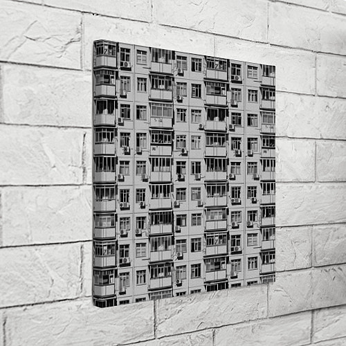 Картина квадратная Панелька в черно-белых тонах / 3D-принт – фото 3