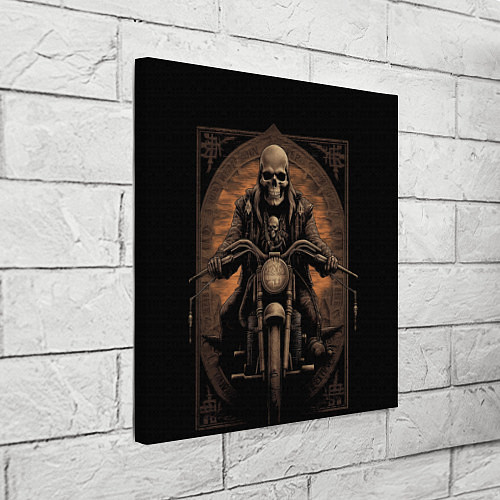 Картина квадратная Старый скелет едет на старом мотоцикле / 3D-принт – фото 3