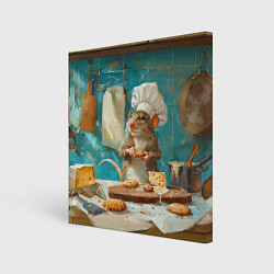 Холст квадратный Крыса шеф повар на кухне, цвет: 3D-принт