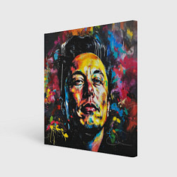 Холст квадратный Граффити портрет Илона Маска, цвет: 3D-принт