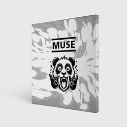 Холст квадратный Muse рок панда на светлом фоне, цвет: 3D-принт