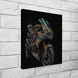 Холст квадратный Темный мотоцикл на черном фоне, цвет: 3D-принт — фото 2