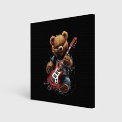 Холст квадратный Большой плюшевый медведь играет на гитаре, цвет: 3D-принт