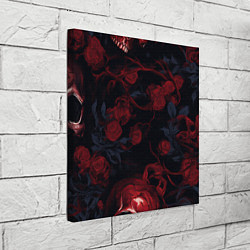 Холст квадратный Черепа и алые розы, цвет: 3D-принт — фото 2