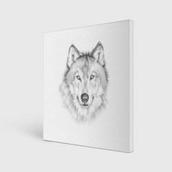 Холст квадратный Нарисованный волк зубами щёлк, цвет: 3D-принт