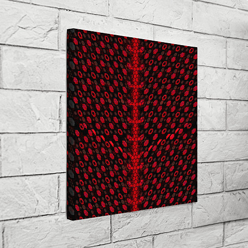 Картина квадратная Красные киберпанк ячейки на белом фоне / 3D-принт – фото 3