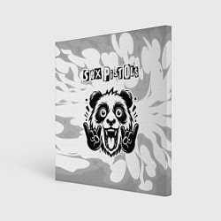 Холст квадратный Sex Pistols рок панда на светлом фоне, цвет: 3D-принт