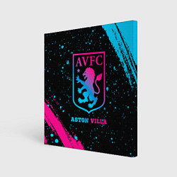 Холст квадратный Aston Villa - neon gradient, цвет: 3D-принт