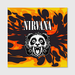 Холст квадратный Nirvana рок панда и огонь, цвет: 3D-принт — фото 2