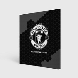 Холст квадратный Manchester United sport на темном фоне, цвет: 3D-принт