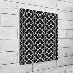 Холст квадратный Чёрно-белые ромбы и круги на чёрном фоне, цвет: 3D-принт — фото 2