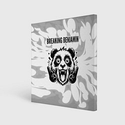 Холст квадратный Breaking Benjamin рок панда на светлом фоне, цвет: 3D-принт