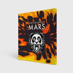 Холст квадратный Thirty Seconds to Mars рок панда и огонь, цвет: 3D-принт