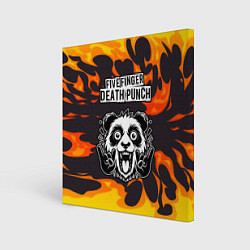 Холст квадратный Five Finger Death Punch рок панда и огонь, цвет: 3D-принт