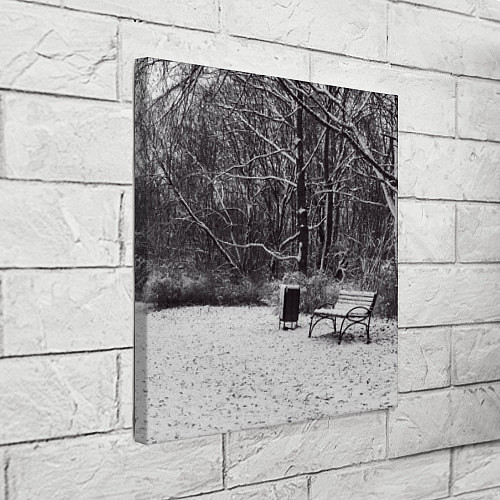 Картина квадратная Скамейка в заснеженном парке / 3D-принт – фото 3