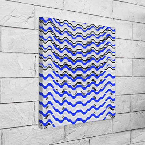 Картина квадратная Black and blue stripes on a white background / 3D-принт – фото 3
