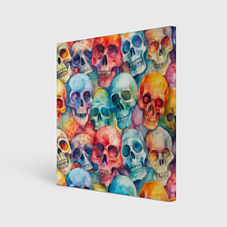 Холст квадратный Красочный узор с черепами, цвет: 3D-принт