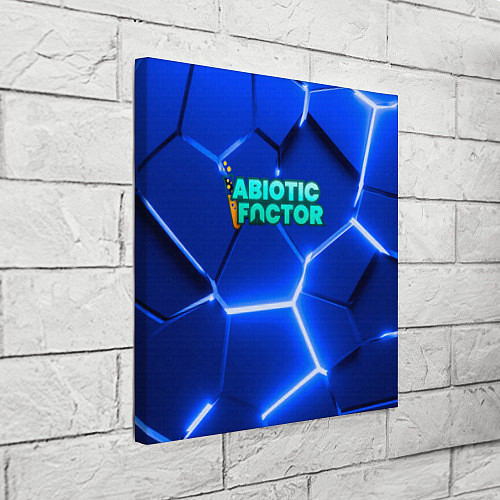 Картина квадратная Abiotic Factor логотип на синем неоновом фоне / 3D-принт – фото 3