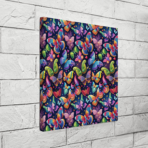 Картина квадратная Бабочки в паттерне разноцветный яркий фон / 3D-принт – фото 3