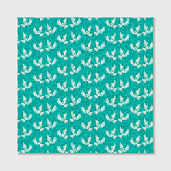 Холст квадратный Белые совы на бирюзовом фоне, цвет: 3D-принт — фото 2