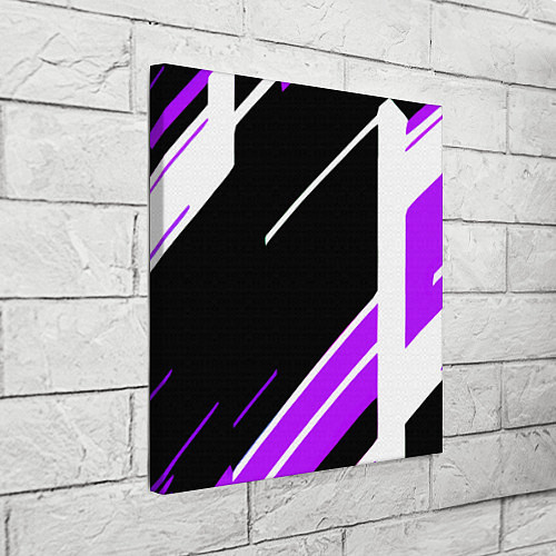 Картина квадратная Бело-фиолетовые полосы на чёрном фоне / 3D-принт – фото 3