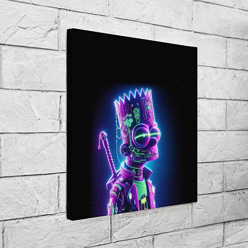 Картина квадратная Bart Simpson cyber ninja - neon glow / 3D-принт – фото 3