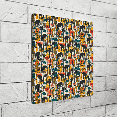 Картина квадратная Африка паттерн пальмы животные / 3D-принт – фото 3